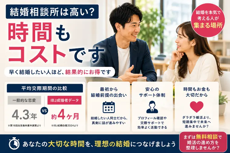 結婚相談所は高い？時間もコストです。