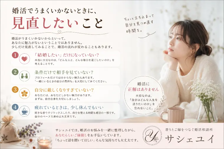 婚活でうまくいかないときに、見直したいこと