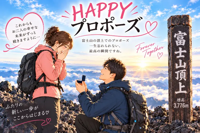 富士山の山頂でプロポーズ💖💖