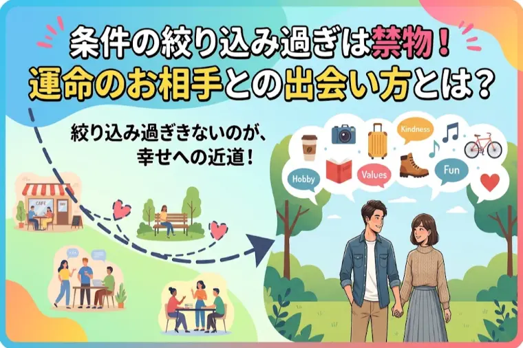 条件の絞り込み過ぎは厳禁！運命のお相手との出会い方とは？