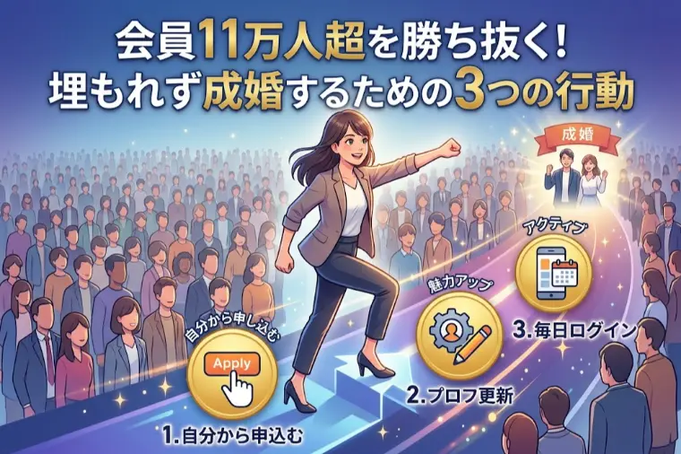 会員11万人超を勝ち抜く！埋もれず成婚する為の3つの行動