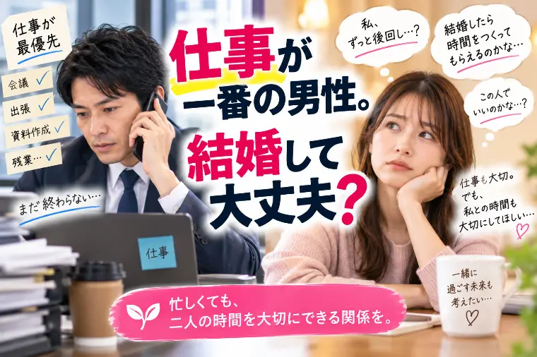 仕事が一番の男性。結婚して大丈夫？