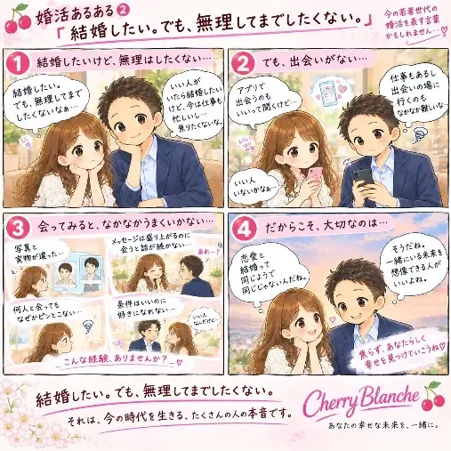 Cherry Blanche 「婚活あるある「結婚したい。でも、無理してまでしたくない」」- 2