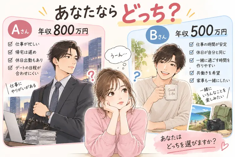 あなたならどっち？年収800万円で多忙 vs 年収500
