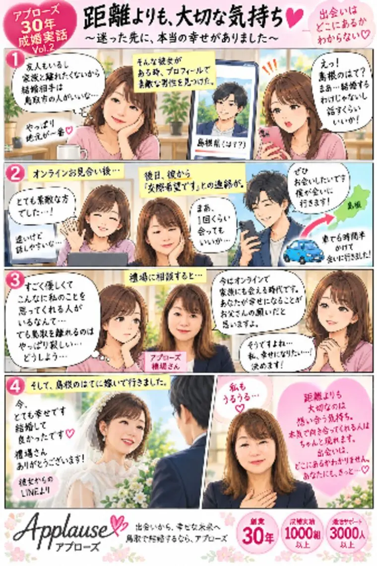 アプローズ３０年成婚実話№3距離よりも大切な気持ち