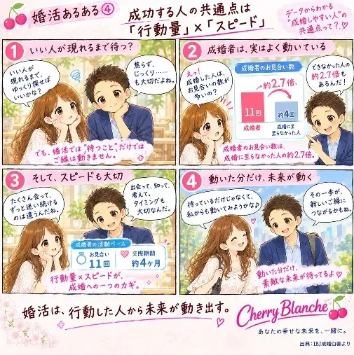 Cherry Blanche 「婚活あるある「成功する人の共通点は行動量×スピード」」- 2