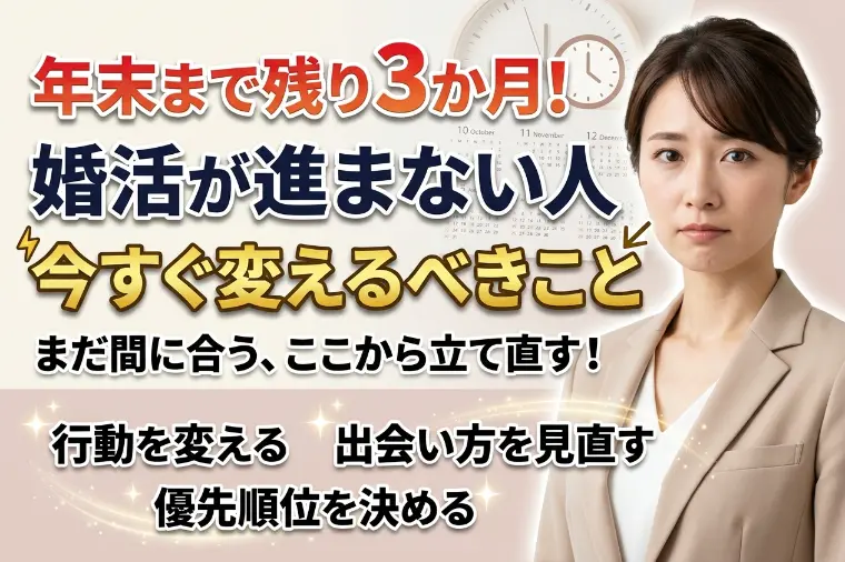 年末まで残り3か月！婚活が進まない人が今すぐ変えること