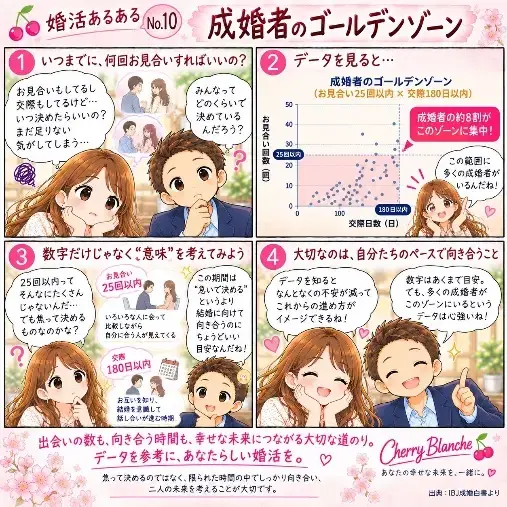 Cherry Blanche 「成婚者のゴールデンゾーン｜お見合い回数と交際期間」- 2