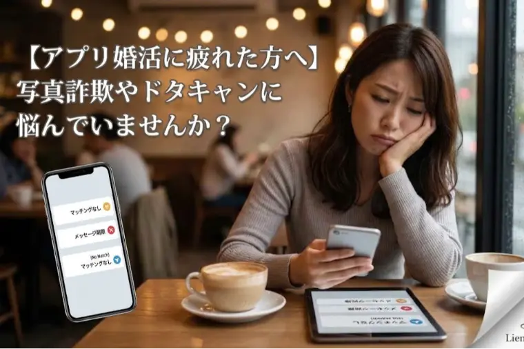 Lien briller・ともに「アプリ婚活で写真詐欺やドタキャンに悩んでいませんか？」-1