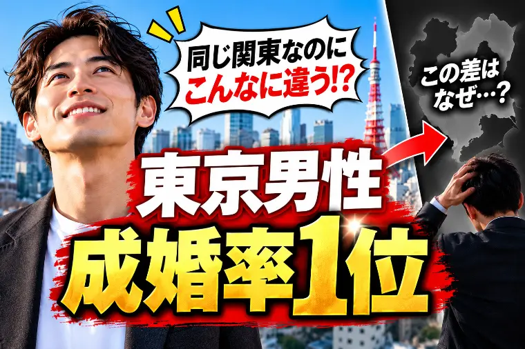 結婚相談所メンズアップ「【衝撃】東京男性の成婚率は全国1位！住む場所で婚活の難易」-1