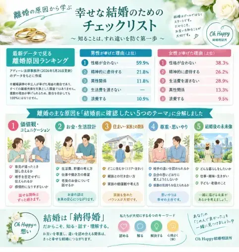 Oh Happy 結婚相談所「離婚原因ランキングから考える、幸せな結婚生活に必要なこと」- 2