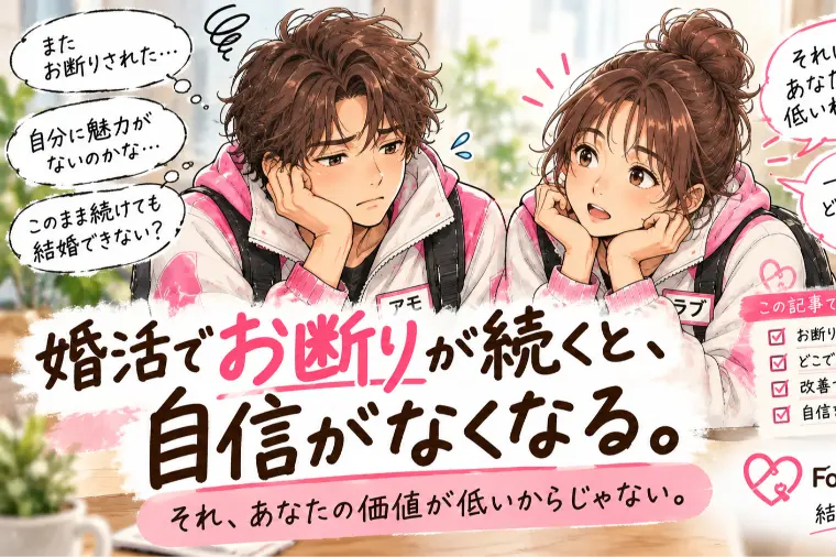 婚活でお断りが続くと、自信がなくなる。