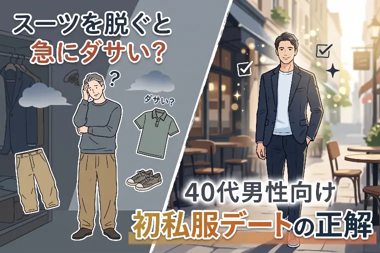 スーツを脱ぐとダサい？40代男性向け初私服デートの正解