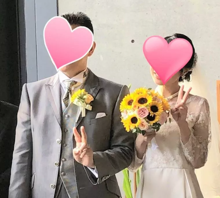 成婚会員様、おばあさまの手縫いのドレスで北海道挙式です