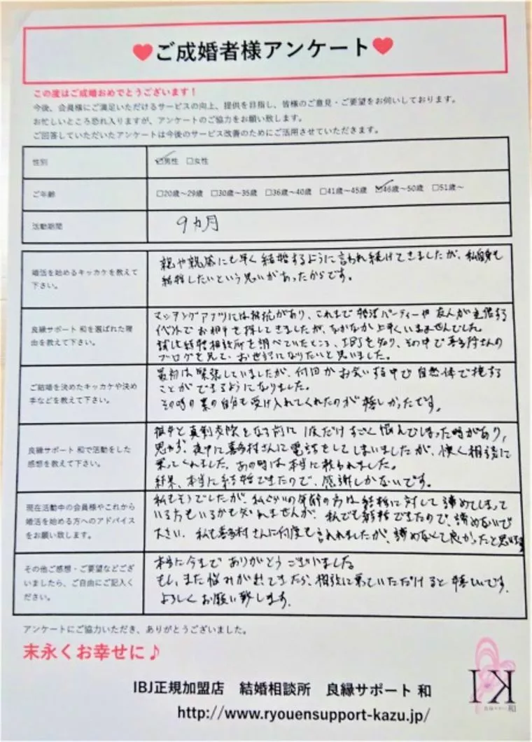 【ご成婚】…『お見合いNG・交際お断りの連続でした。』