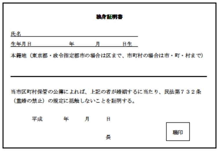実家に帰ったら独身証明書を撮ってきましょう