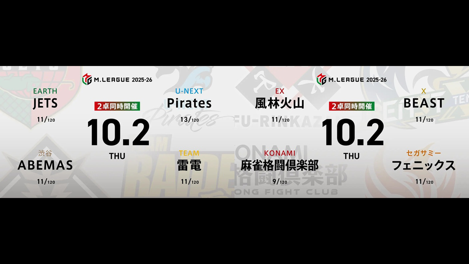 三浦智博 VS 白鳥翔 VS 瀬戸熊直樹 VS 瑞原明奈 永井孝典 VS 高宮まり VS 竹内元太 VS 中田花奈 ABEMASとフェニックスの逆襲に注目！【Mリーグ2025-26 10/2 レギュラー11日目 第1試合メンバー】