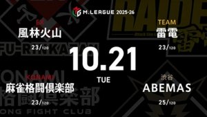 二階堂亜樹 VS 伊達朱里紗 VS 白鳥翔 VS 瀬戸熊直樹 浮上を目指すABEMASからは白鳥翔が出場！【Mリーグ2025-26 10/21 レギュラー22日目 第1試合メンバー】