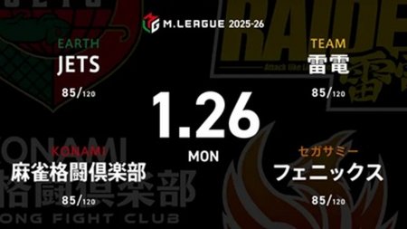 石井一馬 VS 滝沢和典 VS 竹内元太 VS 萩原聖人 セミファイナル進出に向けて苦戦が続くJETSが逆襲を狙う！【Mリーグ2025-26 1/26 レギュラー73日目 第1試合メンバー】