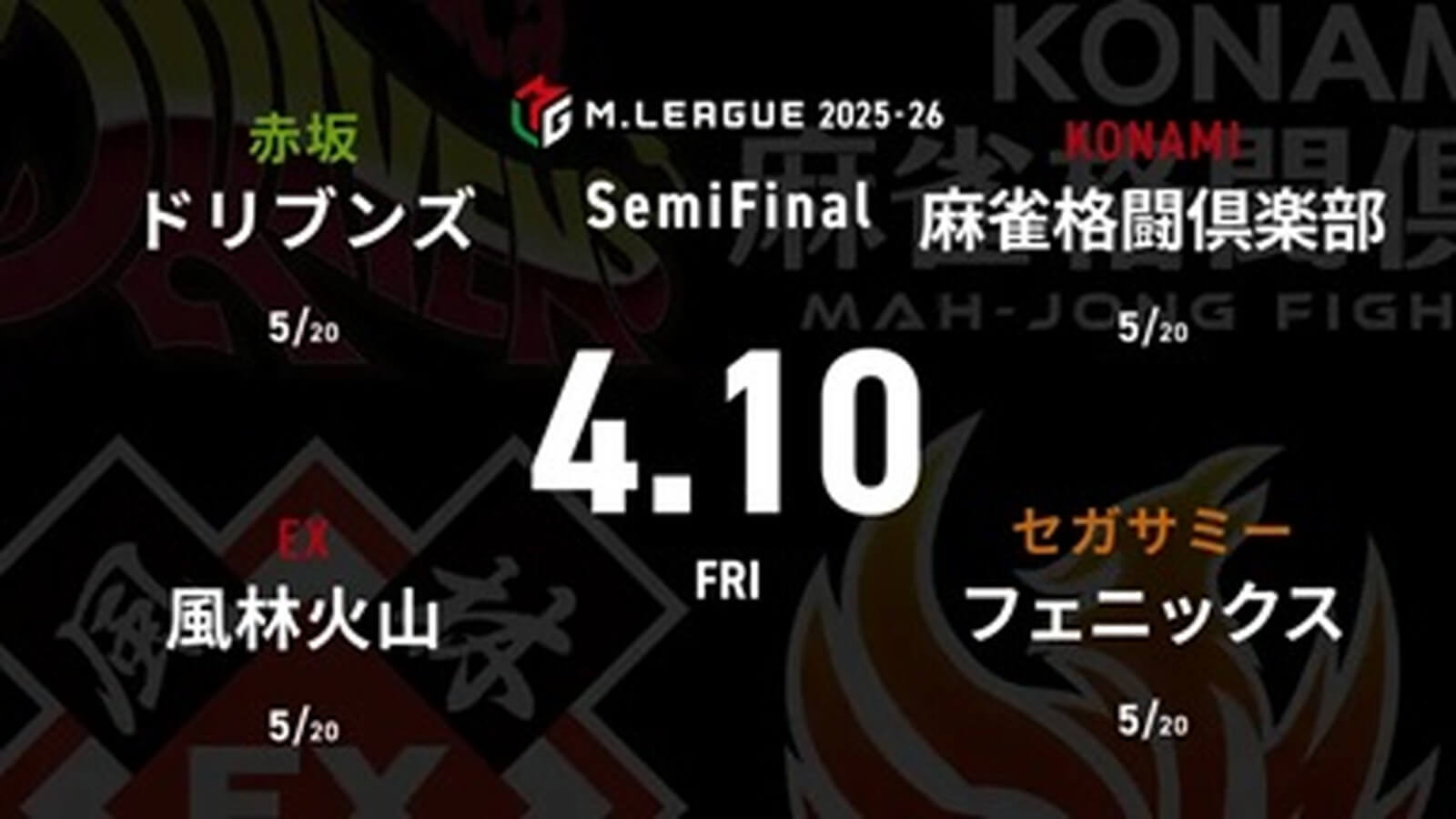 浅見真紀 VS 二階堂亜樹 VS 佐々木寿人 VS 浅井堂岐 セミファイナルシリーズ4日目！2位から5位のチームの熾烈な戦い！【Mリーグ2025-26 4/10 セミファイナル4日目 第1試合メンバー】