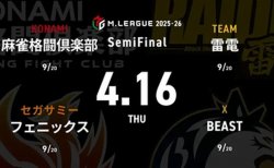 滝沢和典 VS 竹内元太 VS 瀬戸熊直樹 VS 中田花奈 セミファイナルシリーズ7日目！4位に浮上した雷電は更なる加点を決められるか！？【Mリーグ2025-26 4/16 セミファイナル7日目 第1試合メンバー】