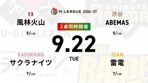 【9/21 Mリーグ2026-27 第2試合結果】麻雀chは危なげない試合運びを見せた多井隆晴、麻雀2chは怒涛の展開となった終盤戦を制した勝又健志がトップ獲得！