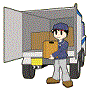 トラックに積込中のイラスト