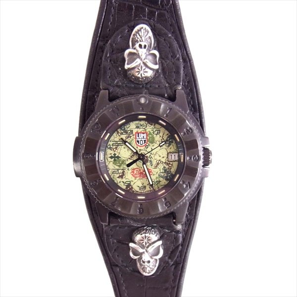× LUMINOX ルミノックス限定 カモフラージュ スカル レザー 腕時計 画像