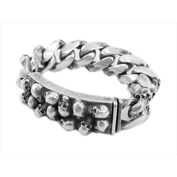 マルチスカル ID ブレスレット シルバー 画像