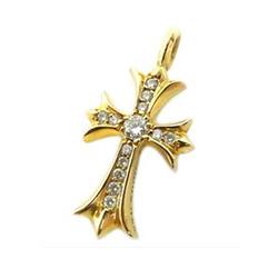 クロムハーツ 22K タイニー ファット クロス パヴェダイヤ トップ ゴールド 画像