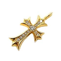 クロムハーツ ペンダントトップ タイニーファット クロス パヴェダイヤ ペンダントトップ ゴールド 画像