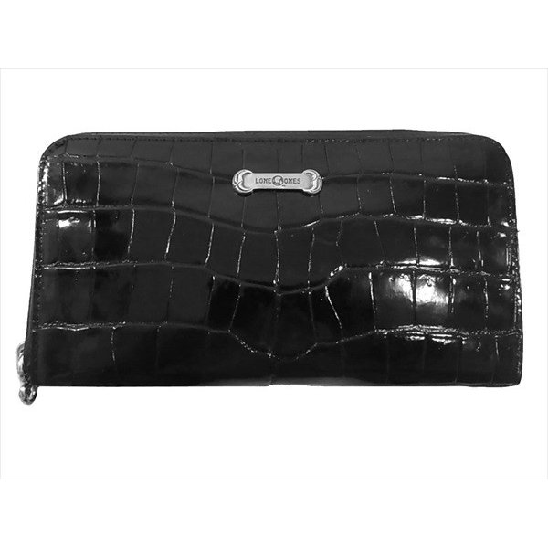 ラウンドファスナー シャイニークロコダイル レザー ウォレット 画像