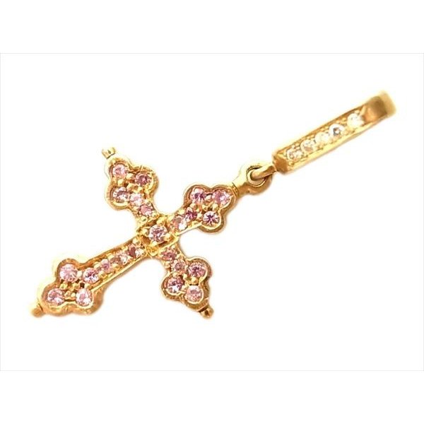 K18 ピンクサファイヤスモール ゴシック クロス 画像