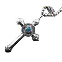 タディアンドキング カスタム クロス 銀縄 ホイール ターコイズ ネックレス シルバー×レザー トップ部タテ7.3×ヨコ4.3cm 画像