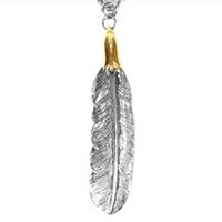 ラリースミス K18イーグルヘッド付き プレーン フェザー 小豆チェーン セット ネックレス シルバー 画像