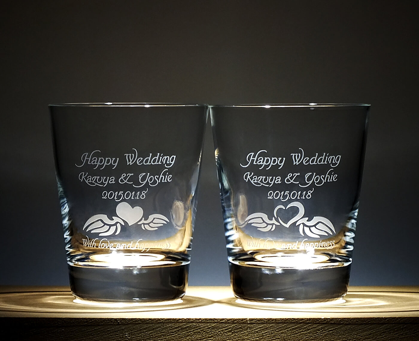 結婚祝い 名入れロックグラス ペアギフトセット