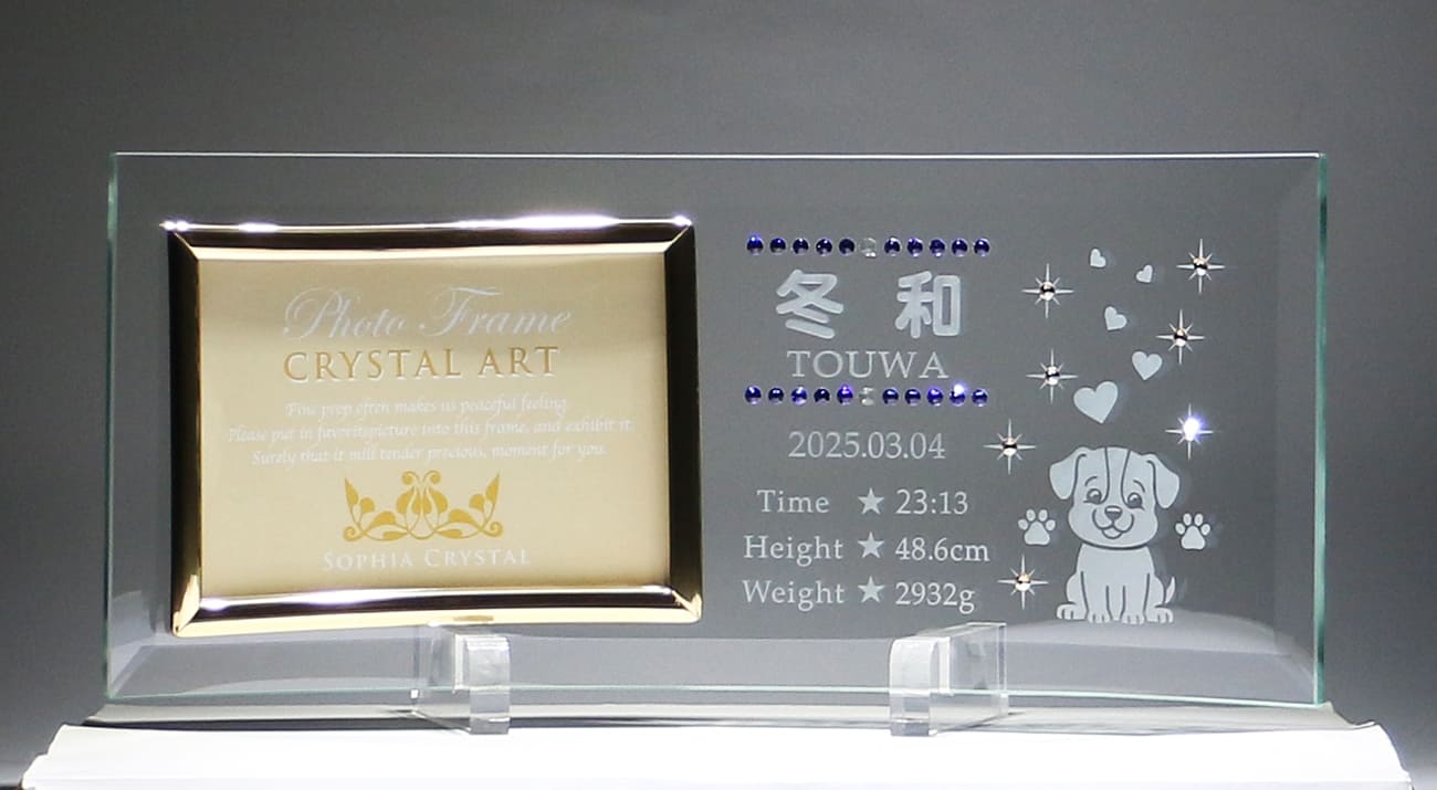 誕生祝い名入れフォトフレーム制作例14