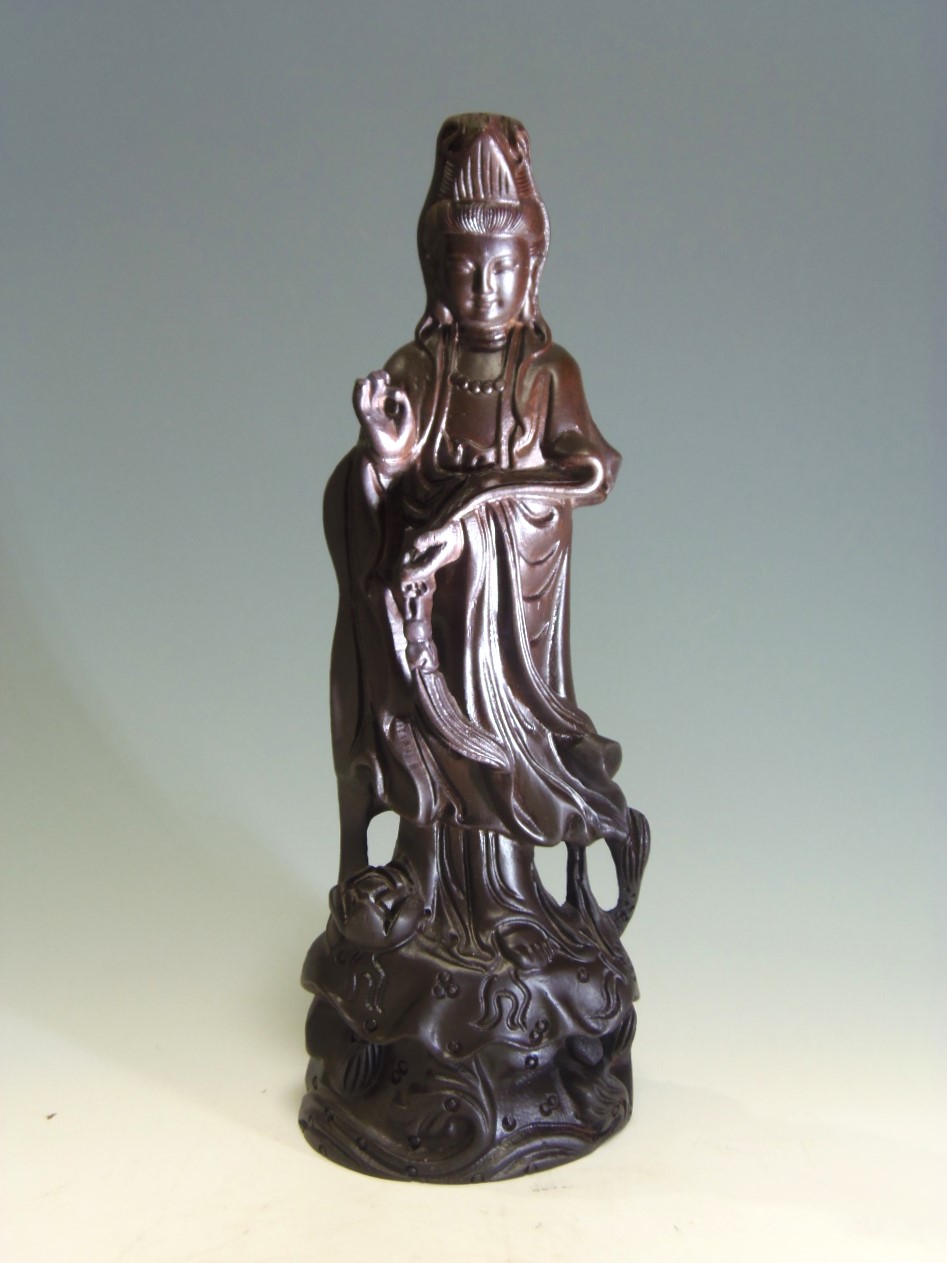 黒檀 木彫仏像 観音様 観世音菩薩 仏像 木彫 置物