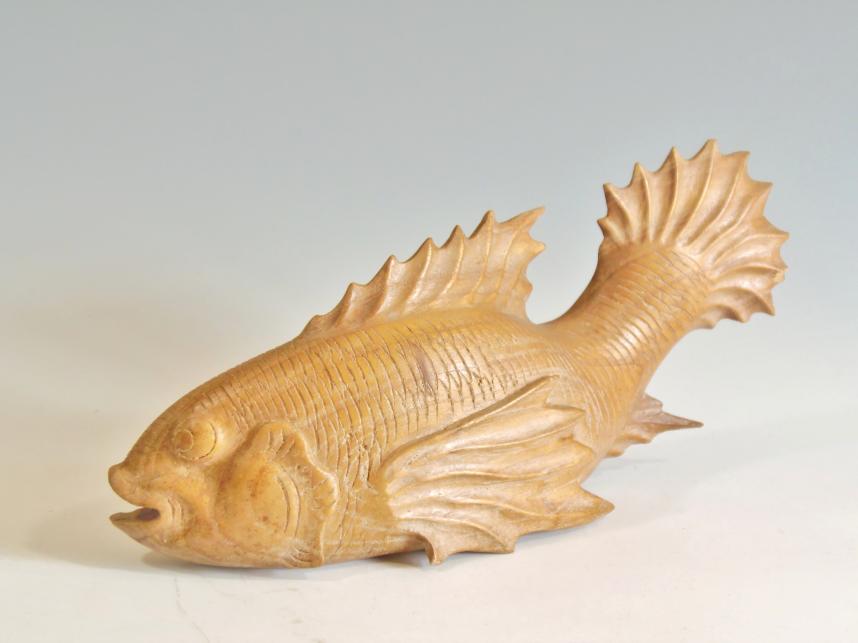 魚の置き物 オブジェ 木彫り 工芸品 fish object ornament 