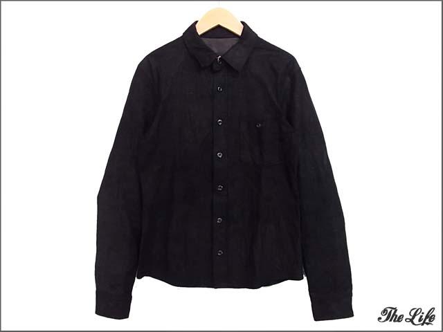 STRUMストラム/STL007-01/カンガルーレザーシャツ/黒/M