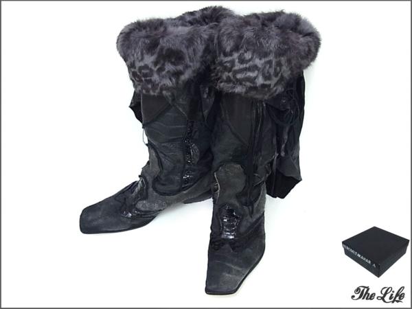 HiromuTakaharaヒロムタカハラレザーロングブーツ40 1/2/ファー付き/97110013/外箱付属