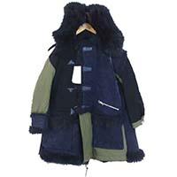 サカイ ドッキング ファー コート フード レザー ロング 18AW 18-01815M 画像