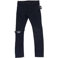 マインデニム S.Slim STR OWS レザーパッチ ダメージ ブラックデニムパンツ 1910-1002-98-322 画像