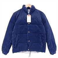 レミレリーフ BEAMS別注 レザーヨーク コーデュロイ ダウン ジャケット ネイビー系 19AW 画像
