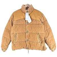 レミレリーフ BEAMS PLUS 別注 レザーヨーク コーデュロイ ダウン ジャケット ライトブラウン系 19AW 画像