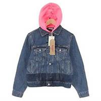 ヴェトモン Hooded embroidered neon jersey and denim jacket 19SS 画像