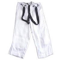 ポールハーデン サスペンダー付き ストライプ リネン パンツ ホワイト系 画像