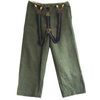 ポールハーデン サスペンダー付き ウール チェック パンツ カーキ系 画像