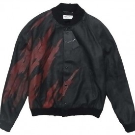 テディジャケット TEDDY FLAMME ブラック&レッド フレーム レザー 17AW 画像