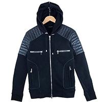 バルマン バイカー レザー スウェット パーカー W5HJ219D125 画像